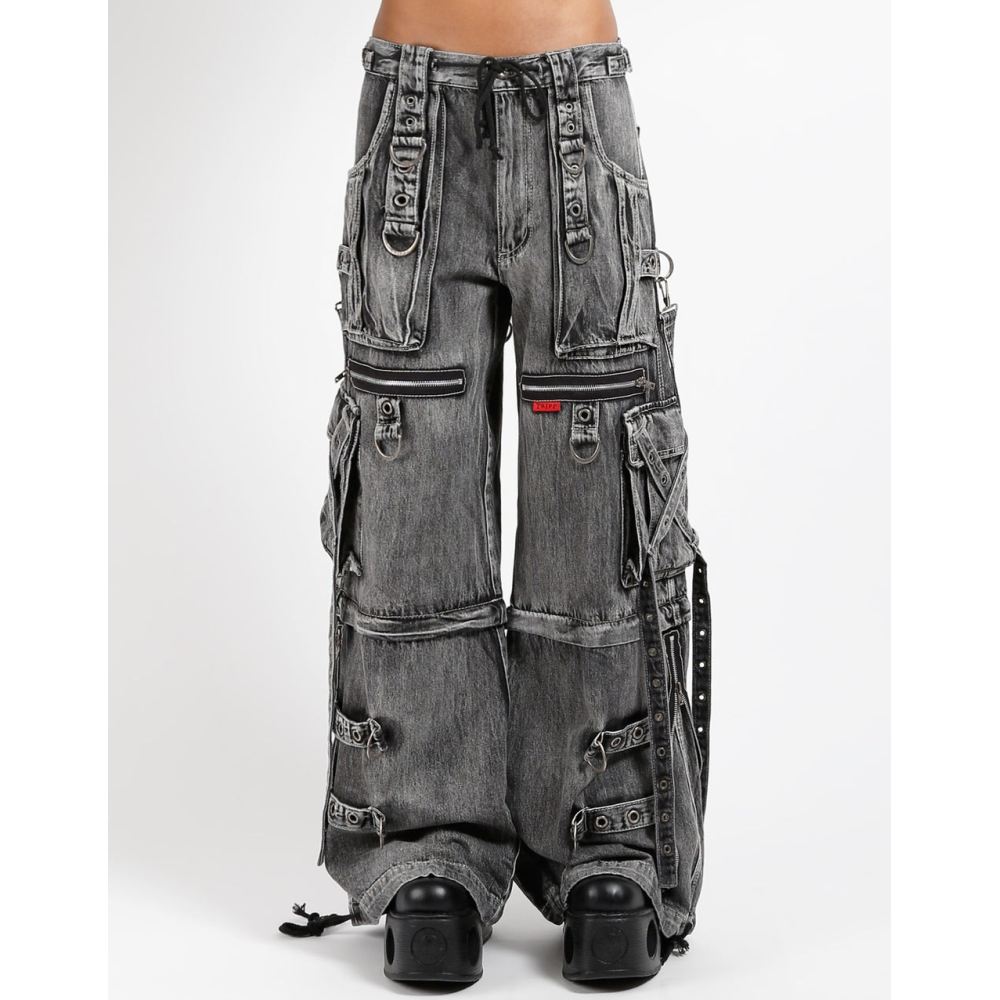 Tripp NYC - X-Strap Fog Wash Denim Weite Hose - Grau